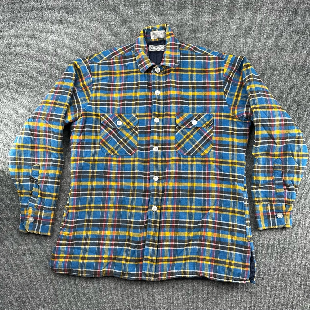 VTG Silvano‎ Shirt Shacket Mens Medium Plaid Quilted Lined Button Up Lumberjack